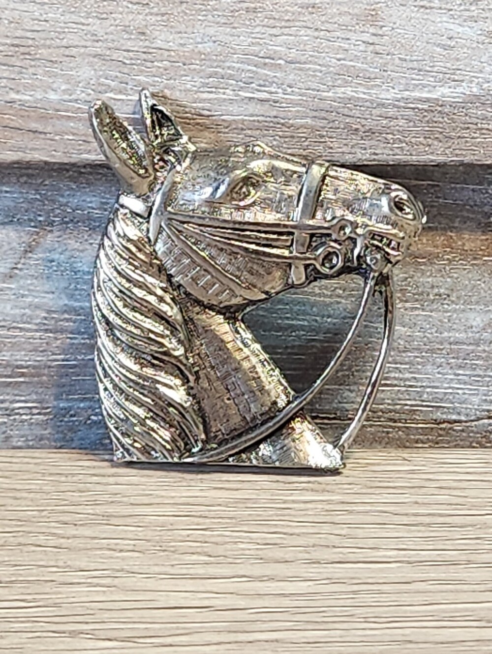 Horses Head Brooch Solid Metal Plated